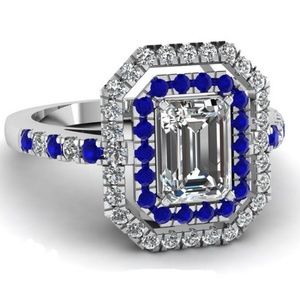 Square Shape 2.95ct White Sapphire 925 Silver Ring